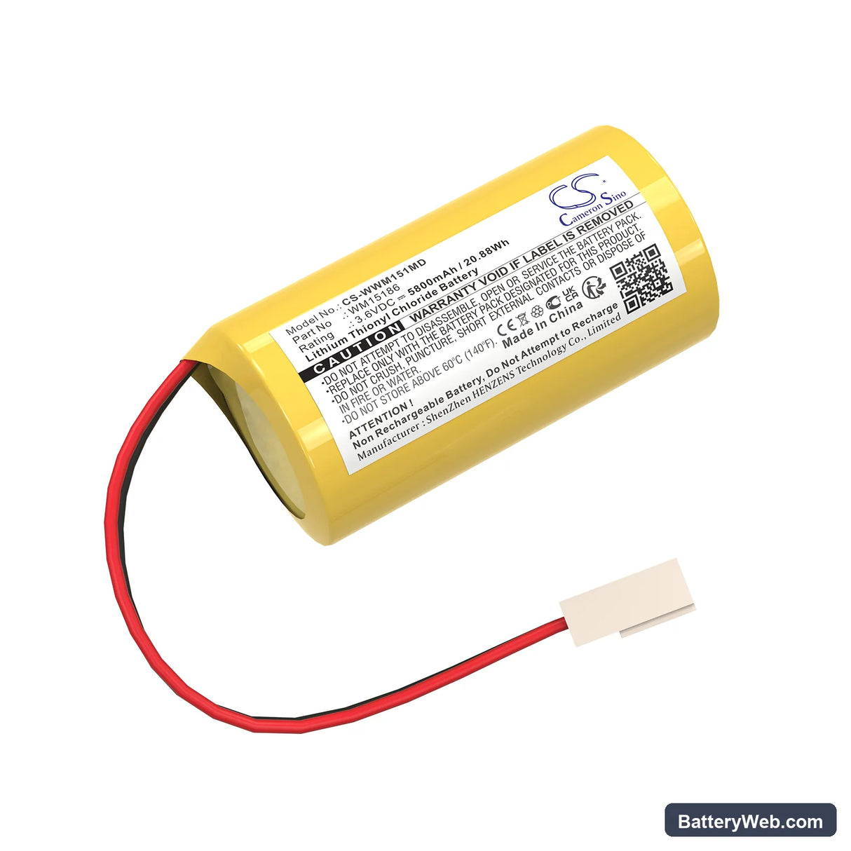 Weinmann MEDUMAT Replacement Battery, 3.6V, 5800mAh, Li-SOCl2 1