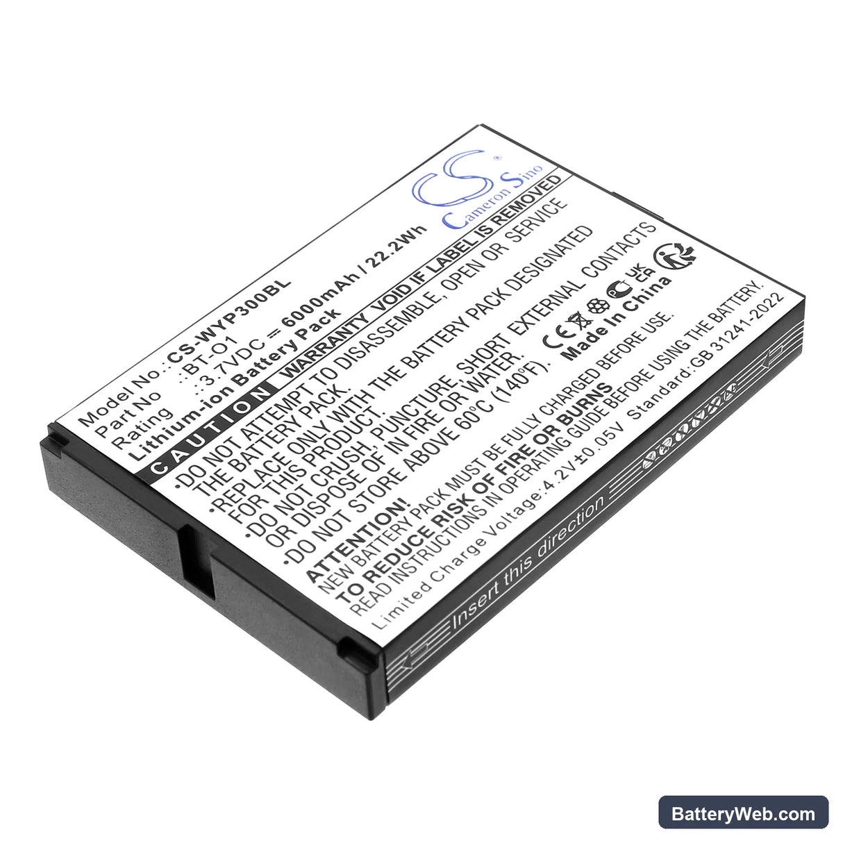 Wiseasy P3 Replacement Battery, 3.7V, 6000mAh, Li-ion 1