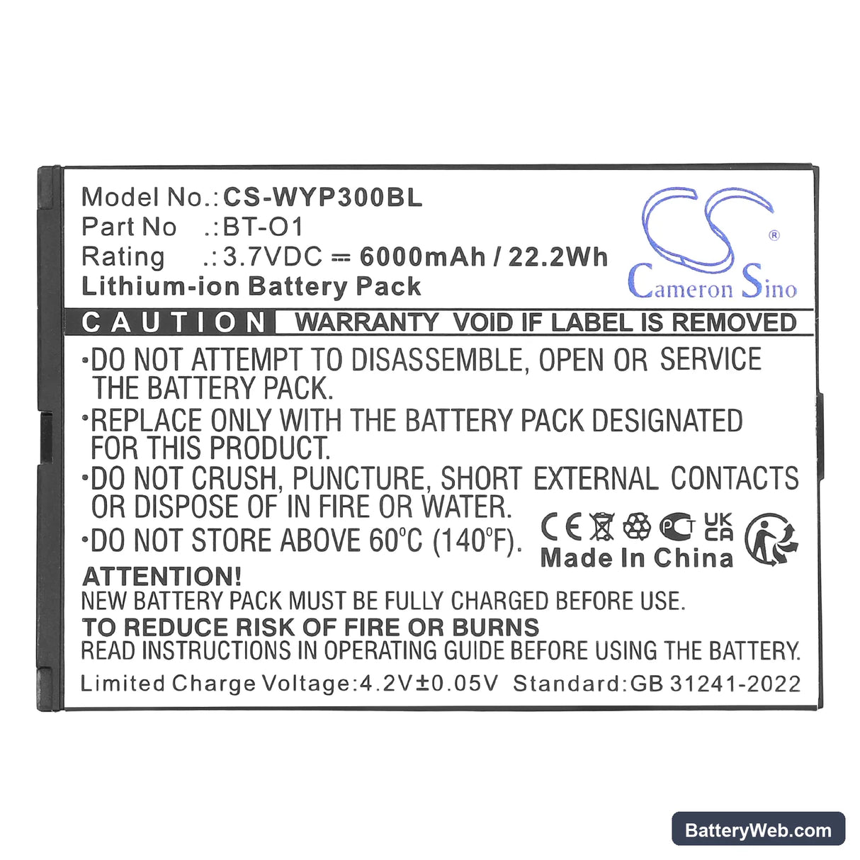 Wiseasy P3 Replacement Battery, 3.7V, 6000mAh, Li-ion 5