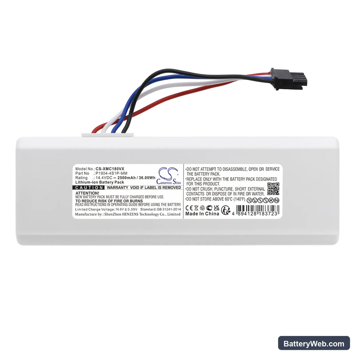 Xiaomi Roborock 1C Replacement Battery, 14.4V, 2500mAh, Li-ion 3