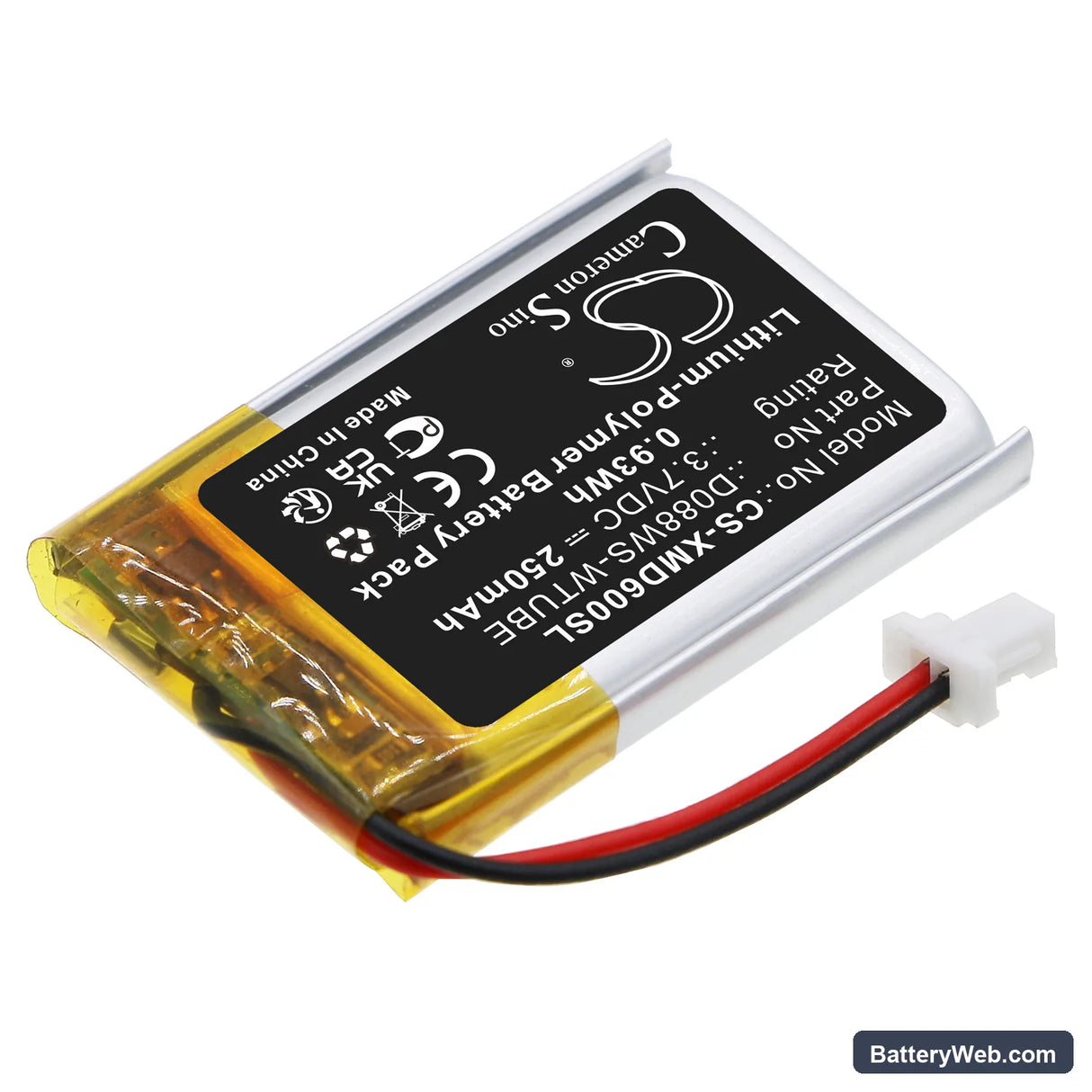 XP Metal Detectors WS6 Replacement Battery, 3.7V, 250mAh, Li-Polymer 2
