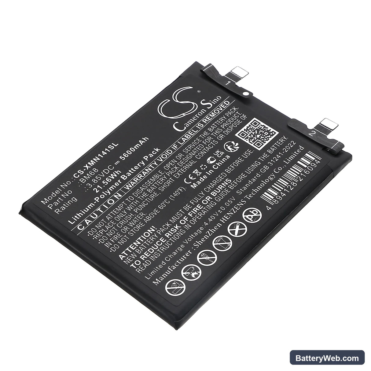 Redmi 24115RA8EC Replacement Battery, 3.85V, 5600mAh, Li-Polymer 1