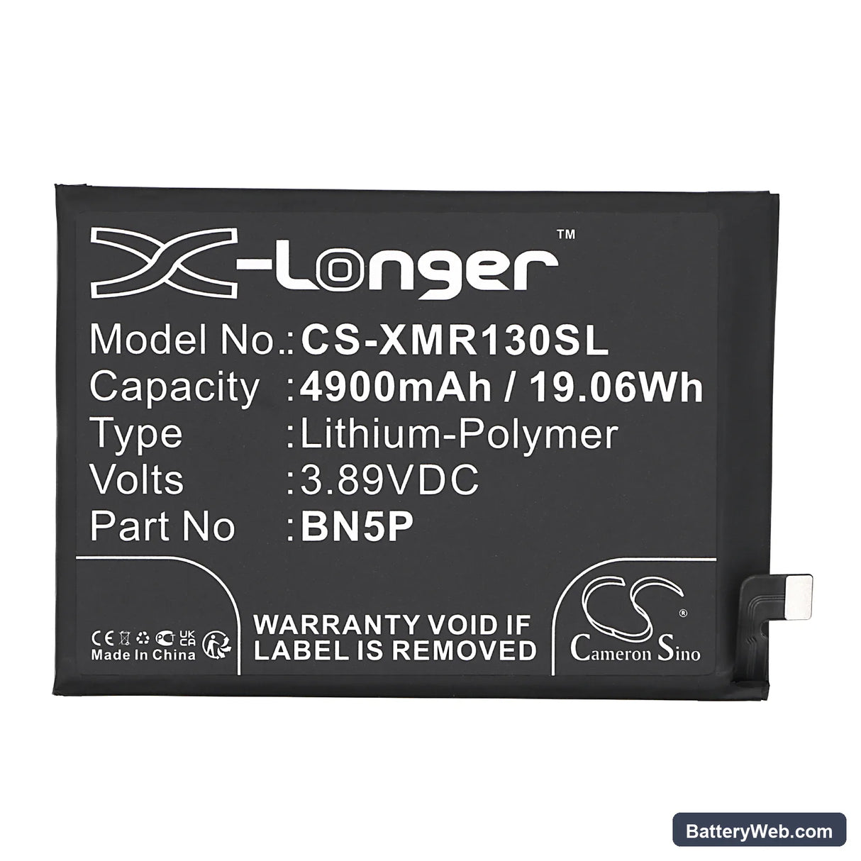 Redmi Note 13 Replacement Battery, 3.89V, 4900mAh, Li-Polymer 3