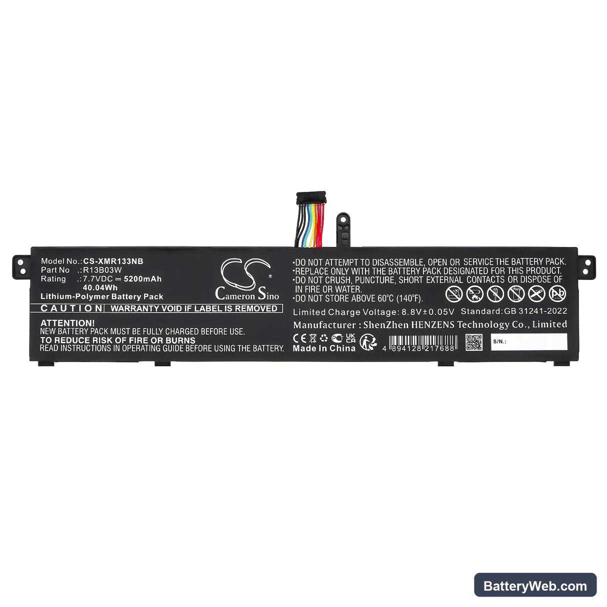 Xiaomi MI AIR 13.3 Replacement Battery, 7.7V, 5200mAh, Li-Polymer 3