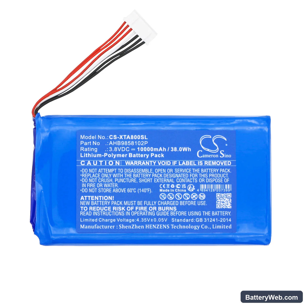 XTOOL A80 Pro Full System Car Scan Tools Replacement Battery, 3.8V, 10000mAh, Li-Polymer 3