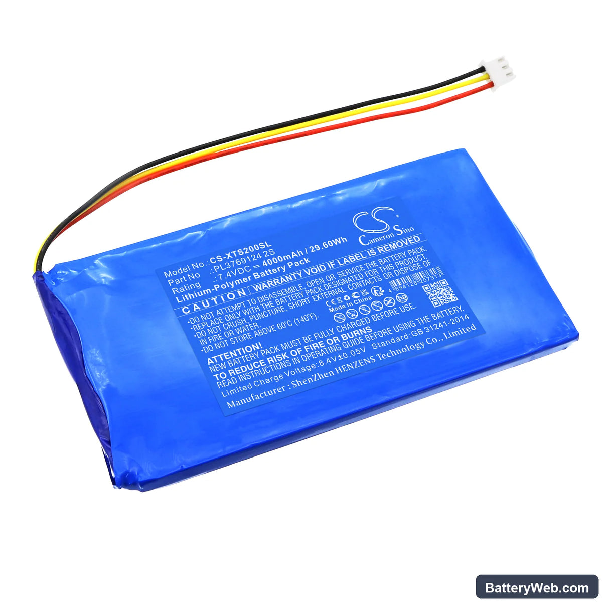 XTOOL PS2 Heavy Duty Truck Diagnostic Tool Replacement Battery, 7.4V, 4000mAh, Li-Polymer 1
