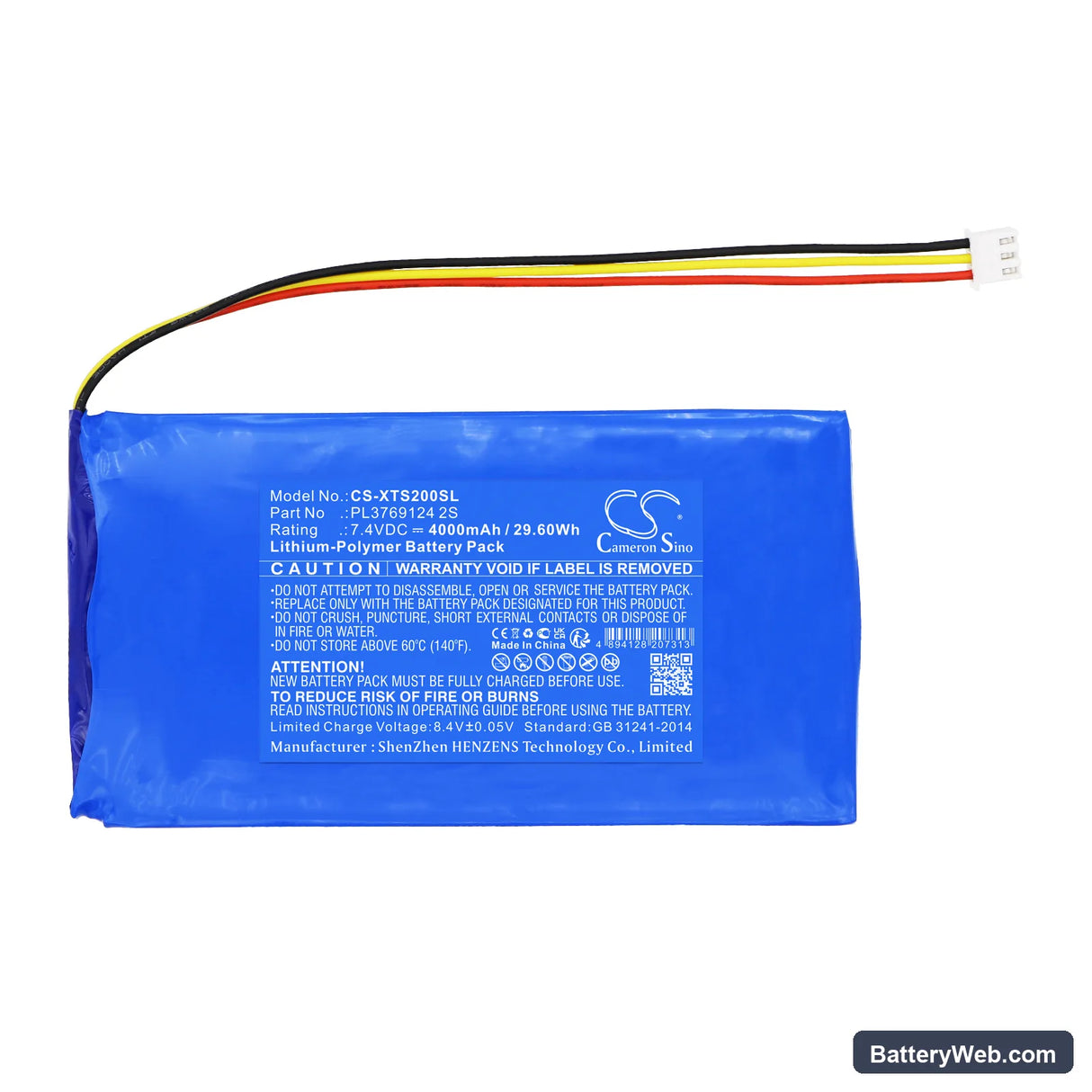 XTOOL PS2 Heavy Duty Truck Diagnostic Tool Replacement Battery, 7.4V, 4000mAh, Li-Polymer 3