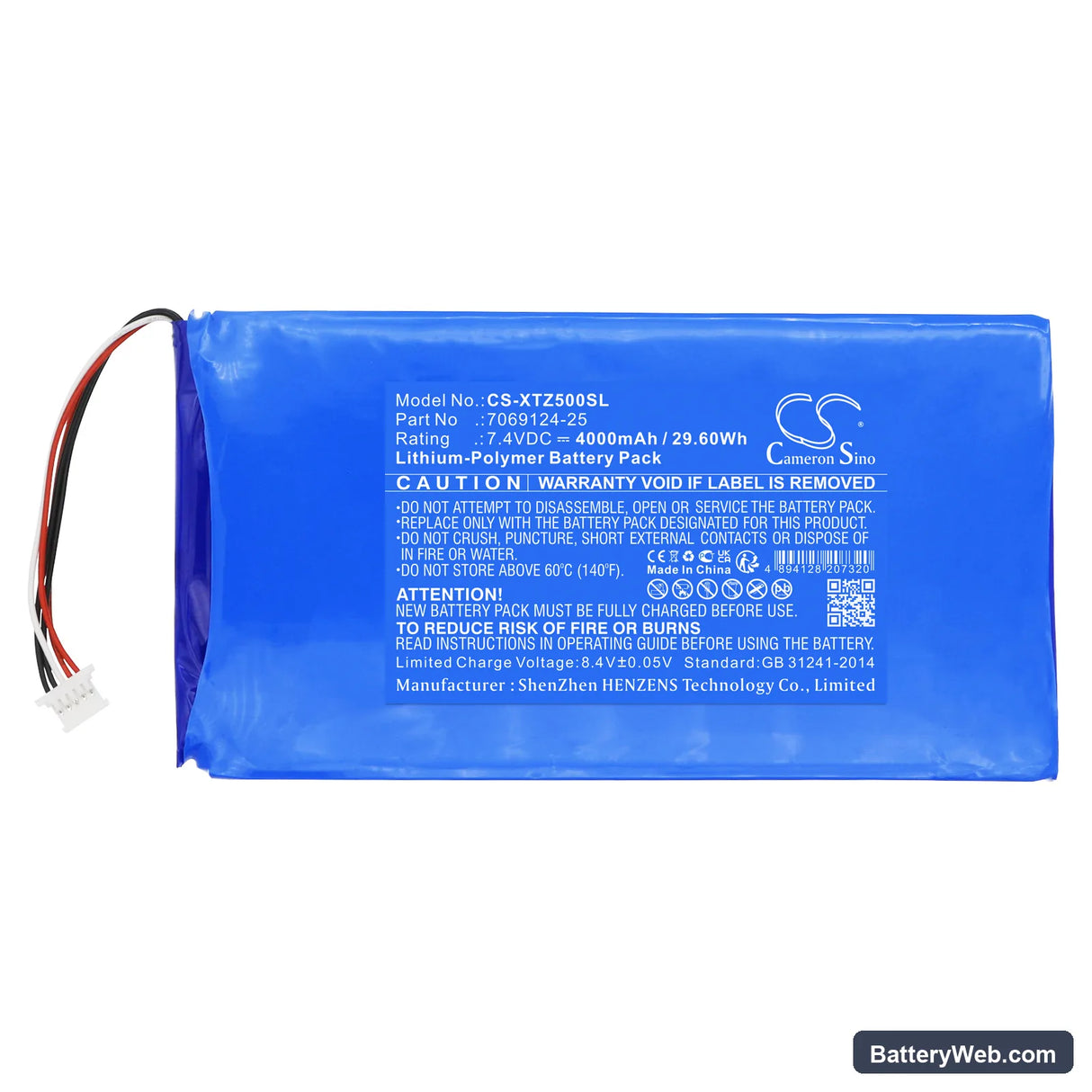 XTOOL EZ500HD Heavy Duty Replacement Battery, 7.4V, 4000mAh, Li-Polymer 3
