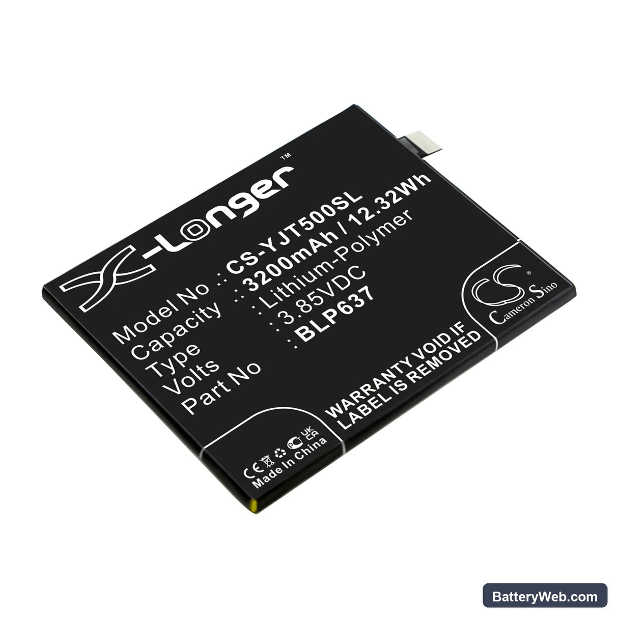 OnePlus 5 Replacement Battery, 3.85V, 3200mAh, Li-Polymer 1