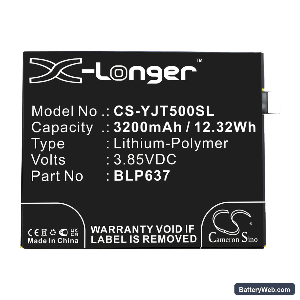 OnePlus 5 Replacement Battery, 3.85V, 3200mAh, Li-Polymer 3