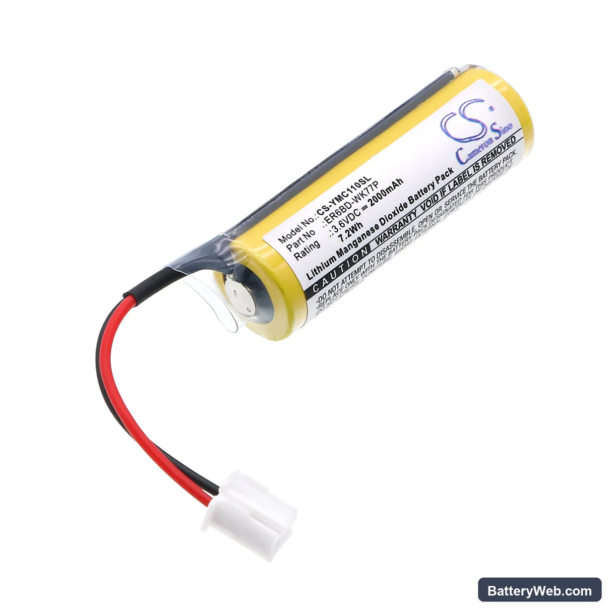 Yaskawa YRC1000 Replacement Battery, 3.6V, 2000mAh, Li-MnO2 1