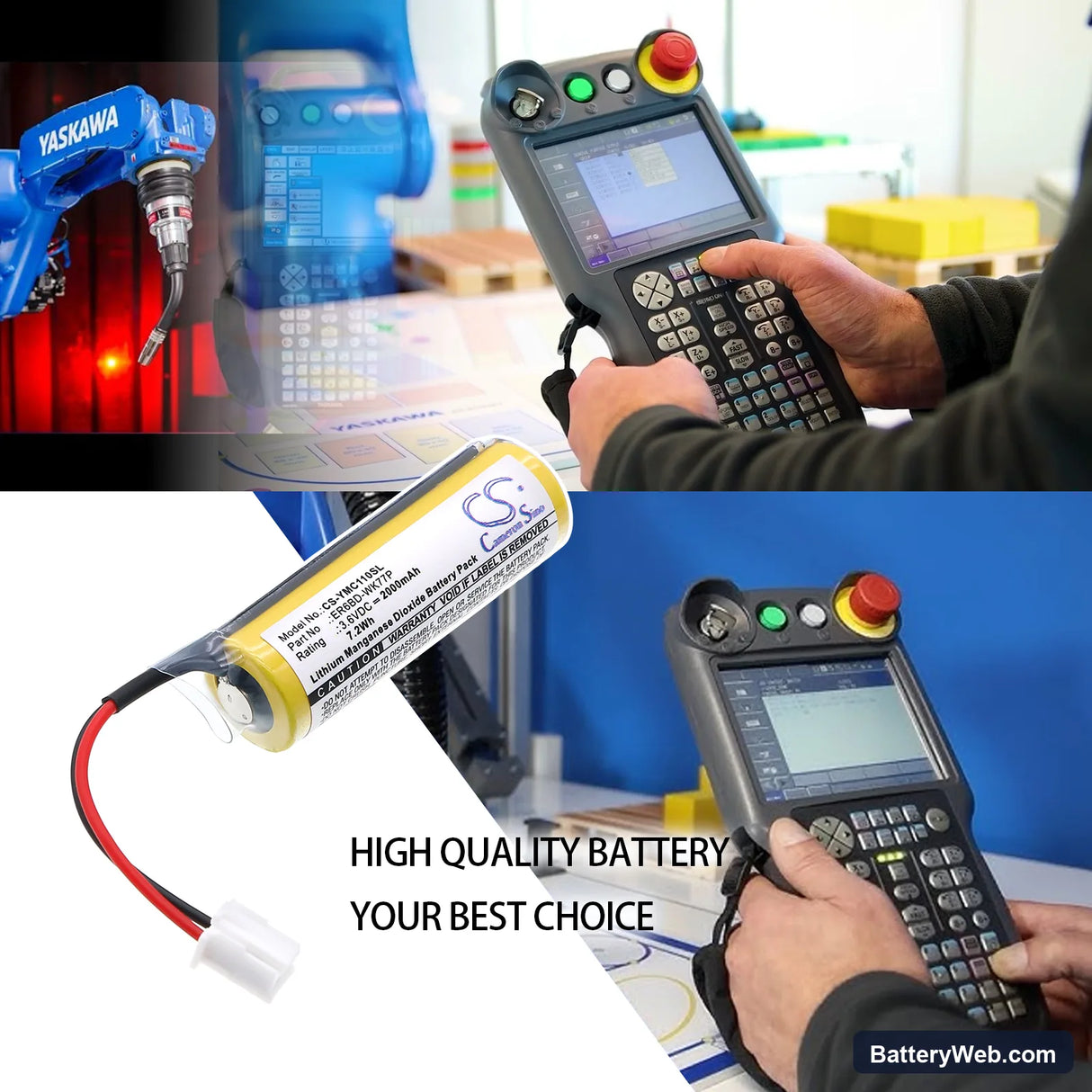 Yaskawa YRC1000 Replacement Battery, 3.6V, 2000mAh, Li-MnO2 6
