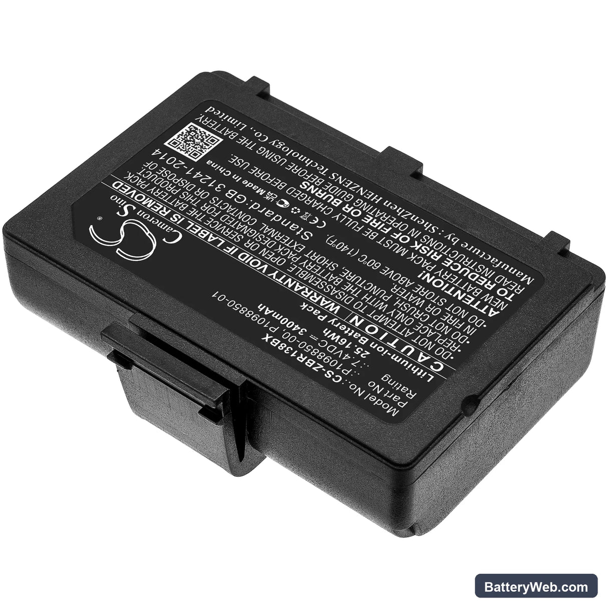 Zebra ZR138 Replacement Battery, 7.4V, 3400mAh, Li-ion 2