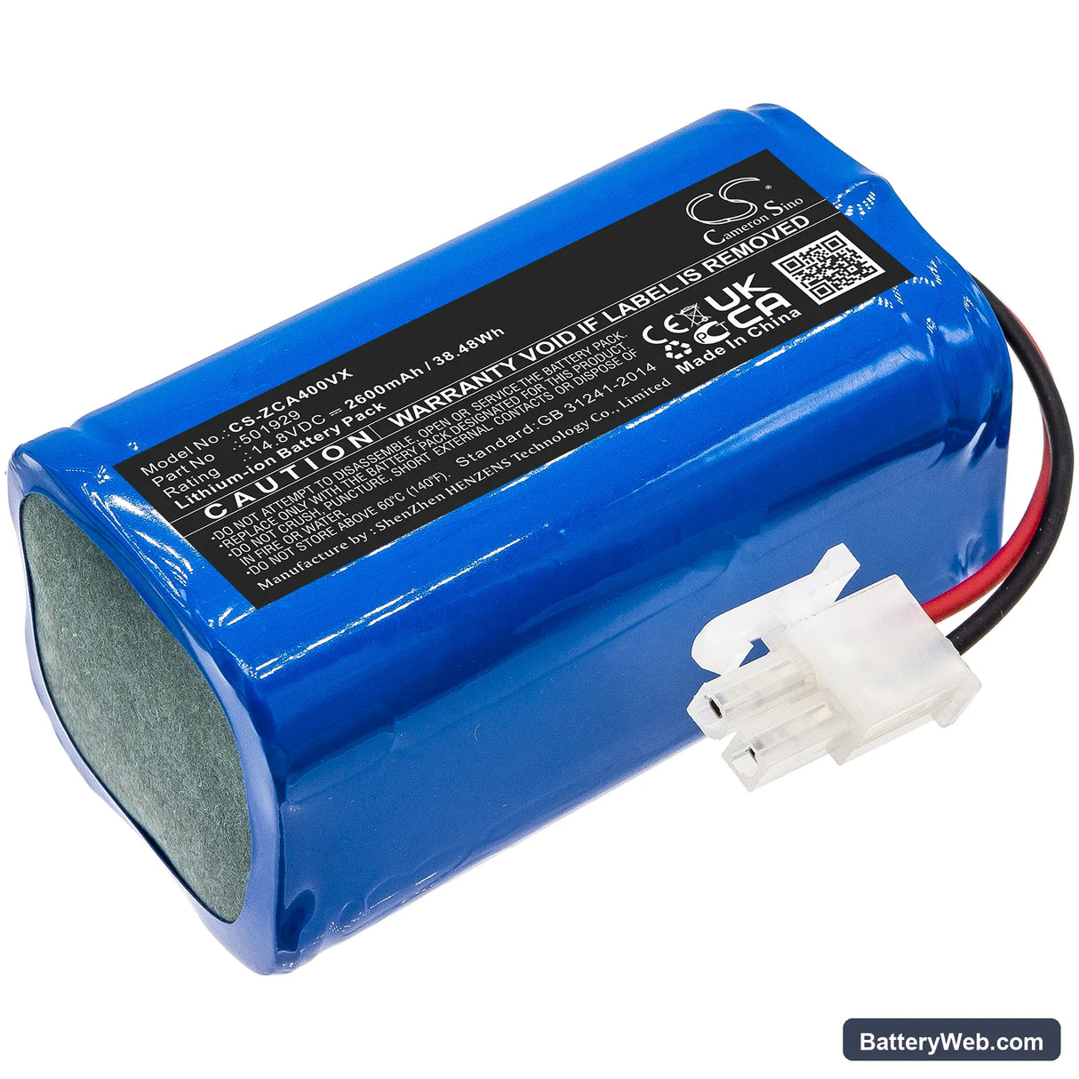 Zaco A4s Replacement Battery, 14.8V, 2600mAh, Li-ion 1