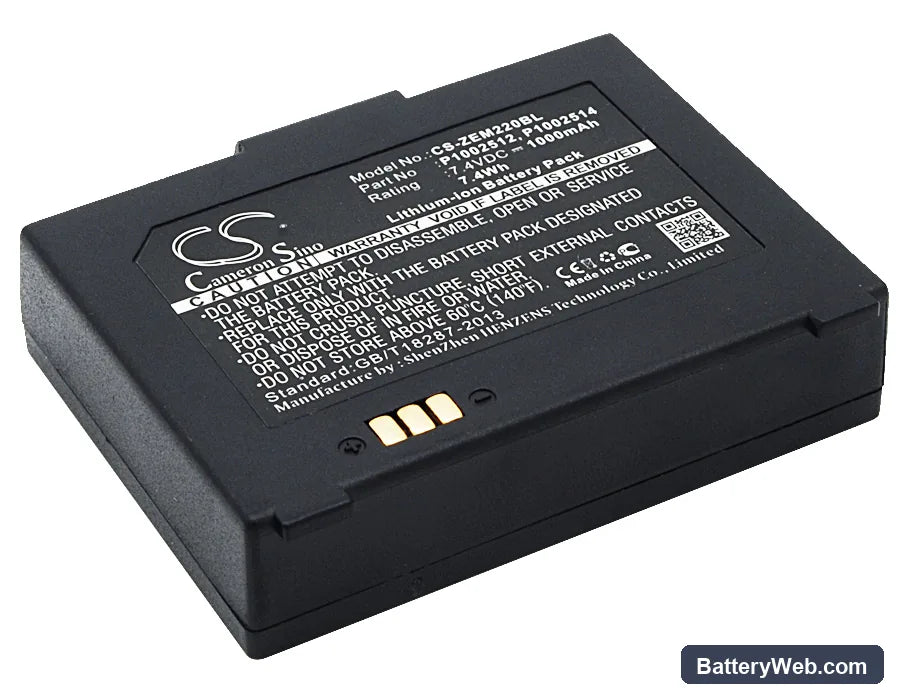 Zebra EM 220 Replacement Battery, 7.4V, 1000mAh, Li-ion 1