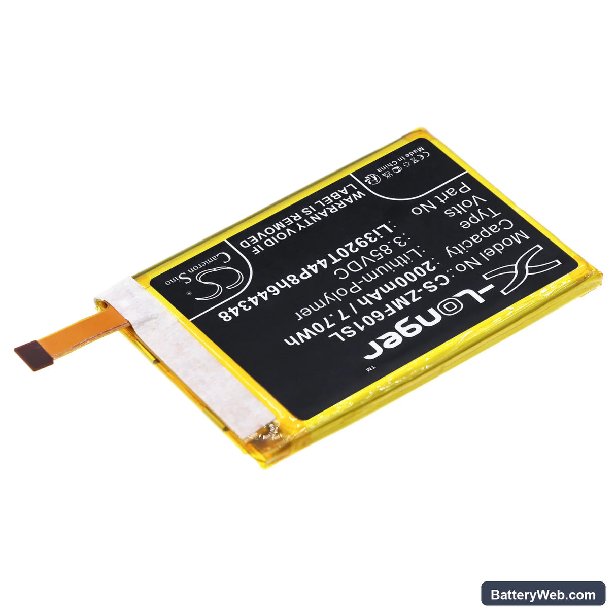 ZTE Pocket WiFi 601ZT Replacement Battery, 3.85V, 2000mAh, Li-Polymer 2