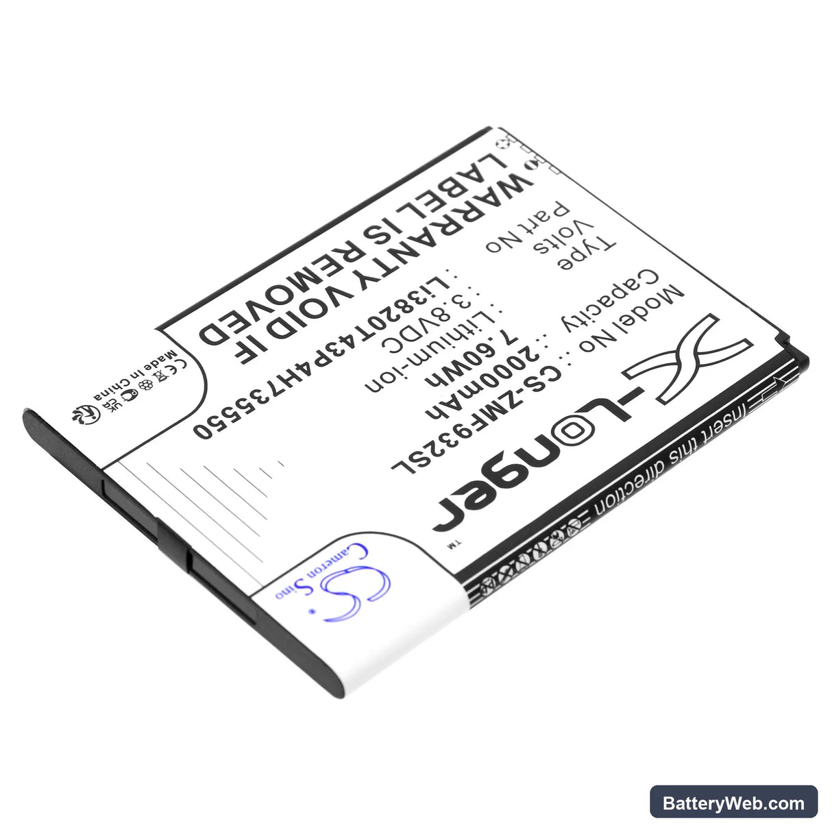ZTE WiFi5 MF932 Replacement Battery, 3.8V, 2000mAh, Li-ion 2