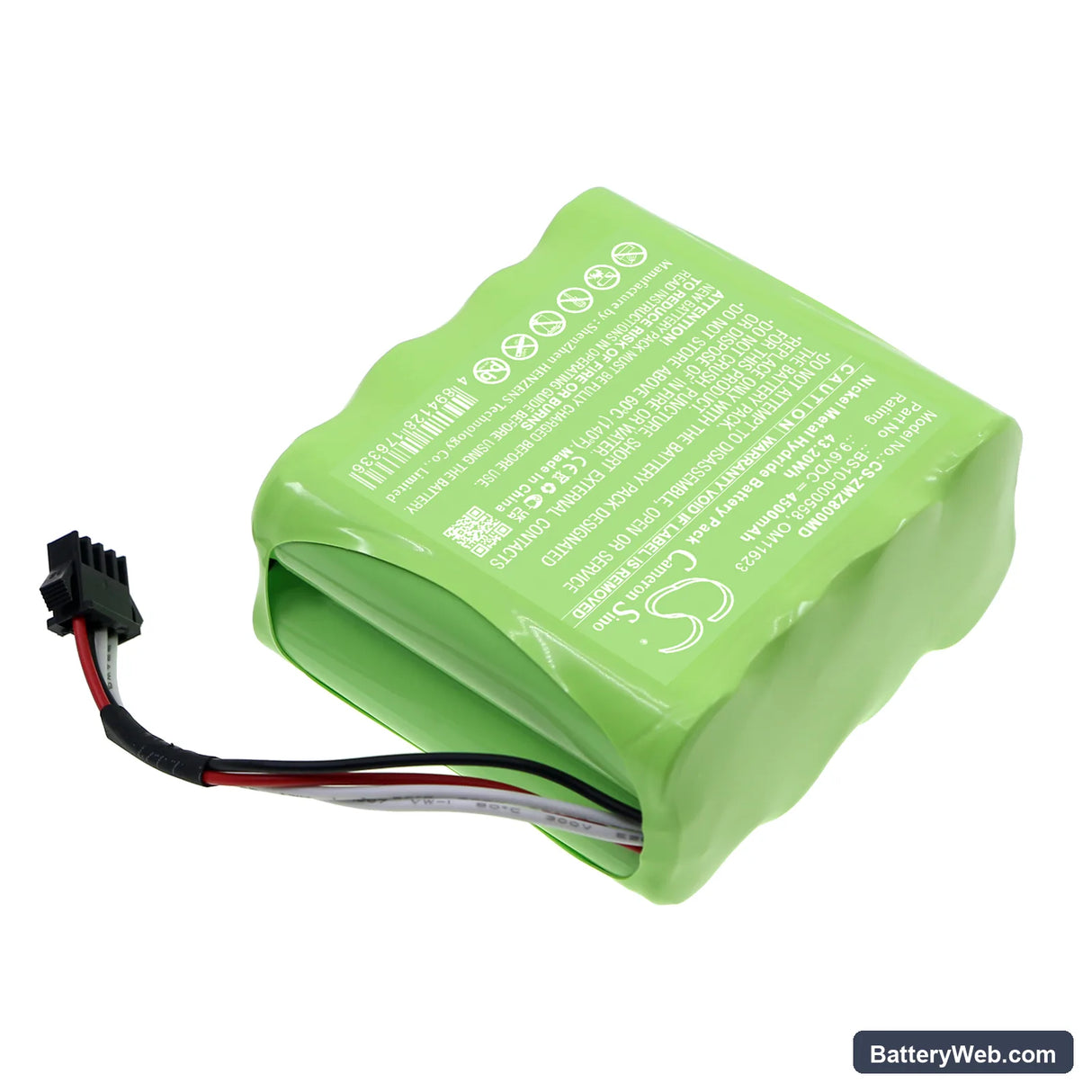 Zyno Medical Z-800 Infusion Pump Replacement Battery, 9.6V, 4500mAh, Ni-MH 2
