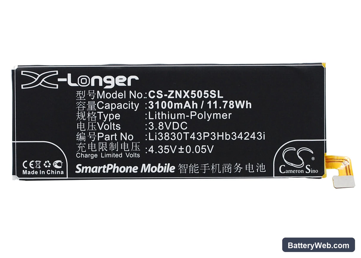 ZTE Nubia Z7 Max Replacement Battery, 3.8V, 3100mAh, Li-Polymer 1