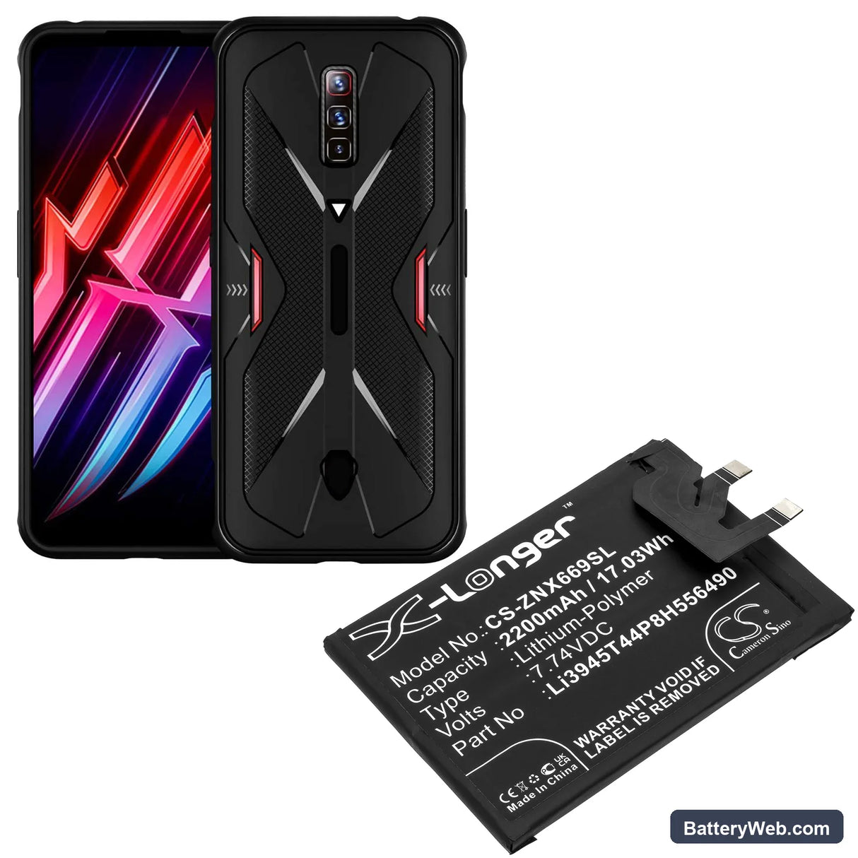 ZTE Nubia Red Magic 6 Pro Replacement Battery, 7.74V, 2200mAh, Li-Polymer 5