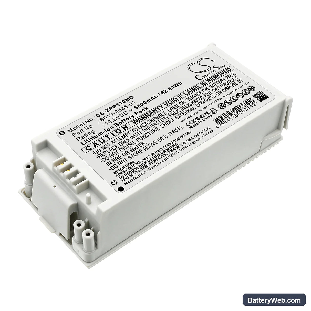 ZOLL AED Pro Replacement Battery, 10.8V, 5800mAh, Li-ion 1