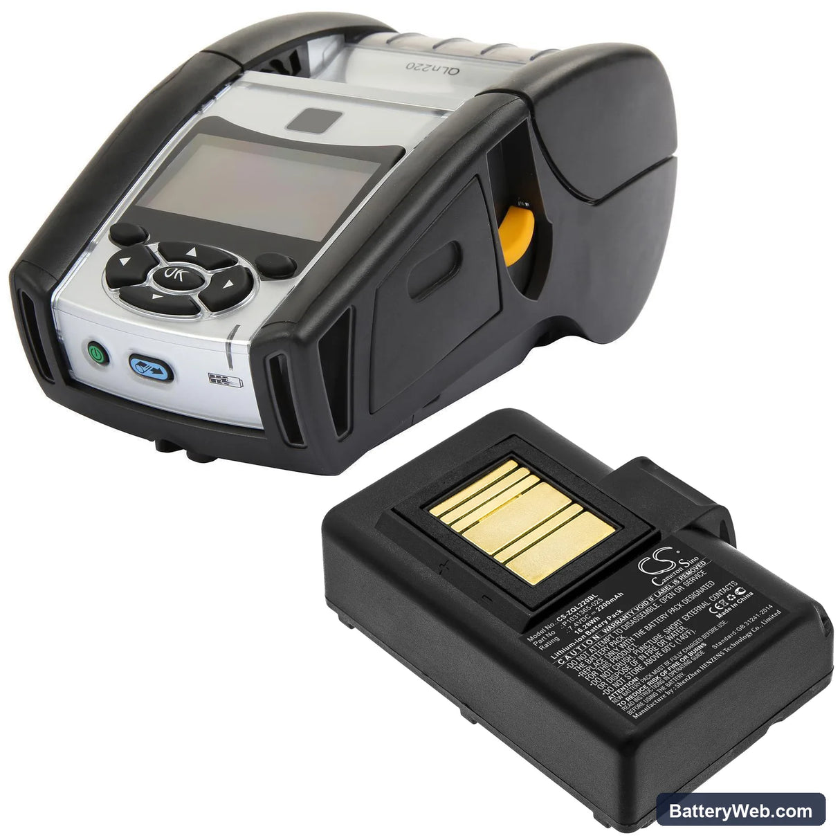 Zebra QLn220 Replacement Battery, 7.4V, 2200mAh, Li-ion 4