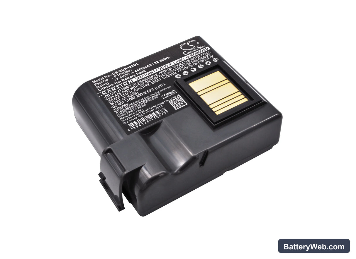 Zebra QLN420 Replacement Battery, 7.4V, 4400mAh, Li-ion 1