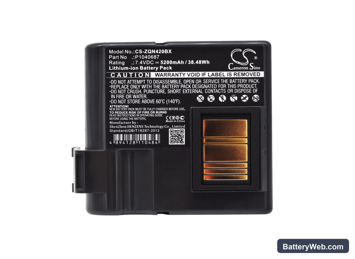 Zebra QLN420 Replacement Battery, 7.4V, 5200mAh, Li-ion 5