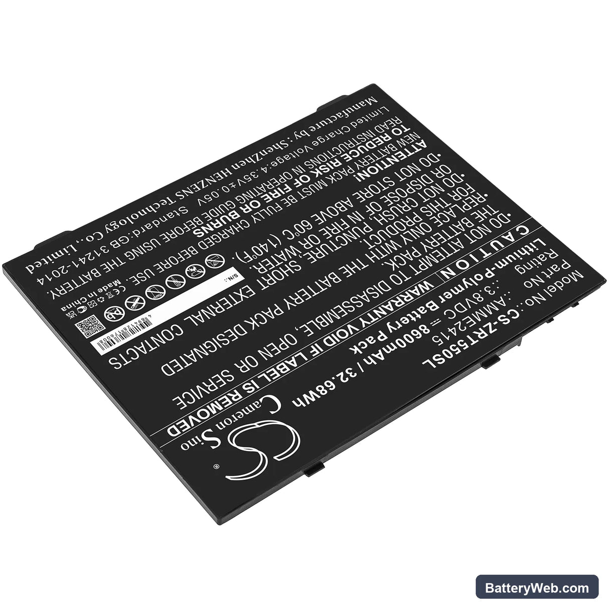 Zebra ET50 Replacement Battery, 3.8V, 8600mAh, Li-Polymer 2
