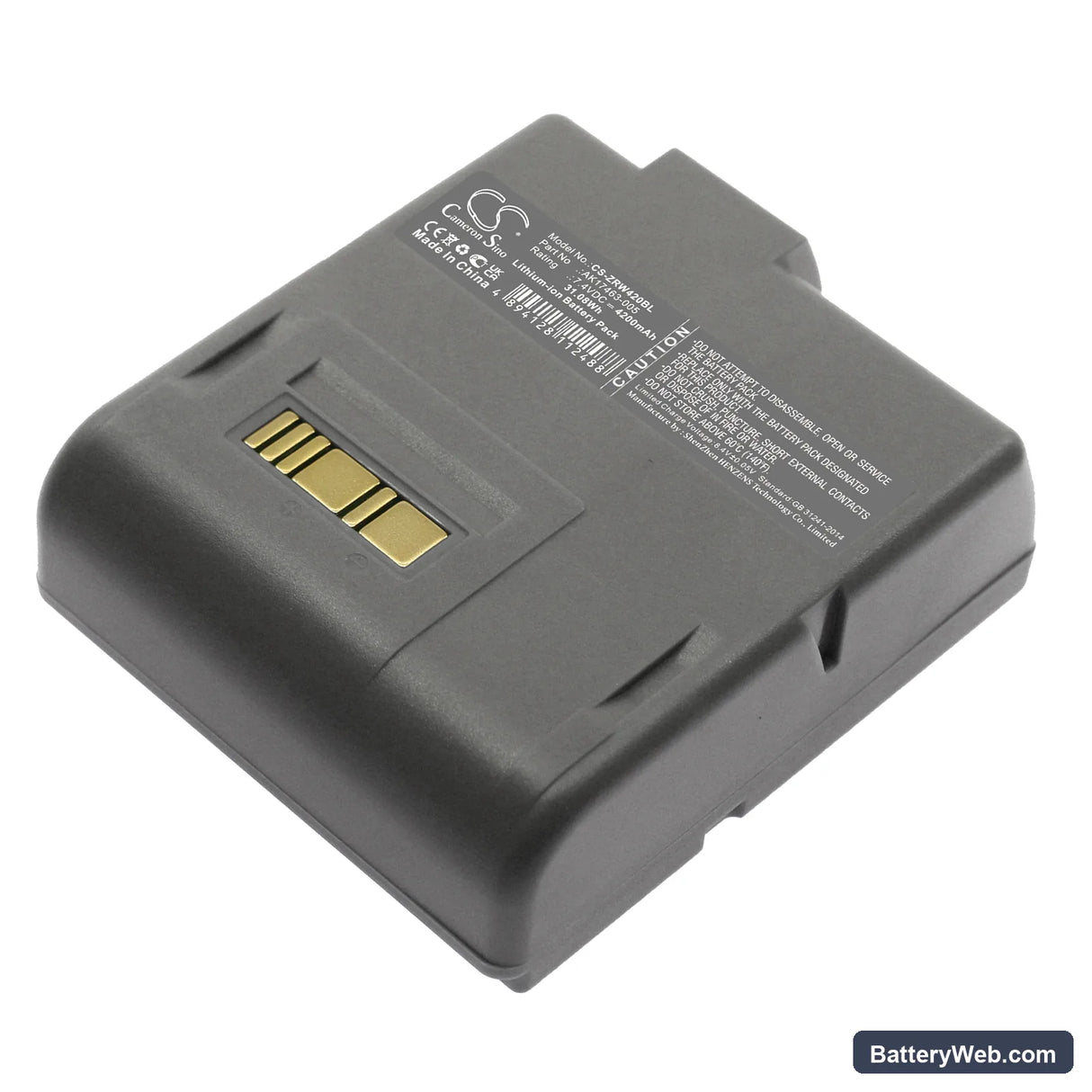 Zebra RW420 Replacement Battery, 7.4V, 4200mAh, Li-ion 1