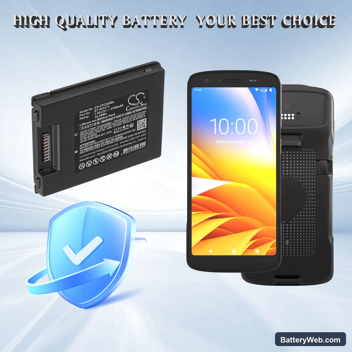Zebra TC22 Replacement Battery, 3.85V, 3700mAh, Li-ion 1