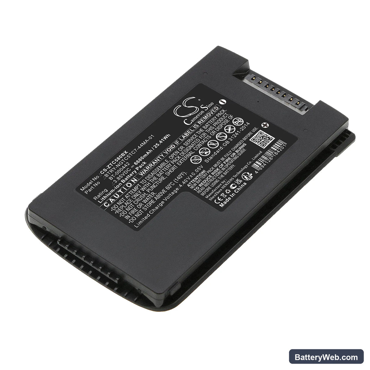 Zebra TC53 Replacement Battery, 3.85V, 6600mAh, Li-ion 1