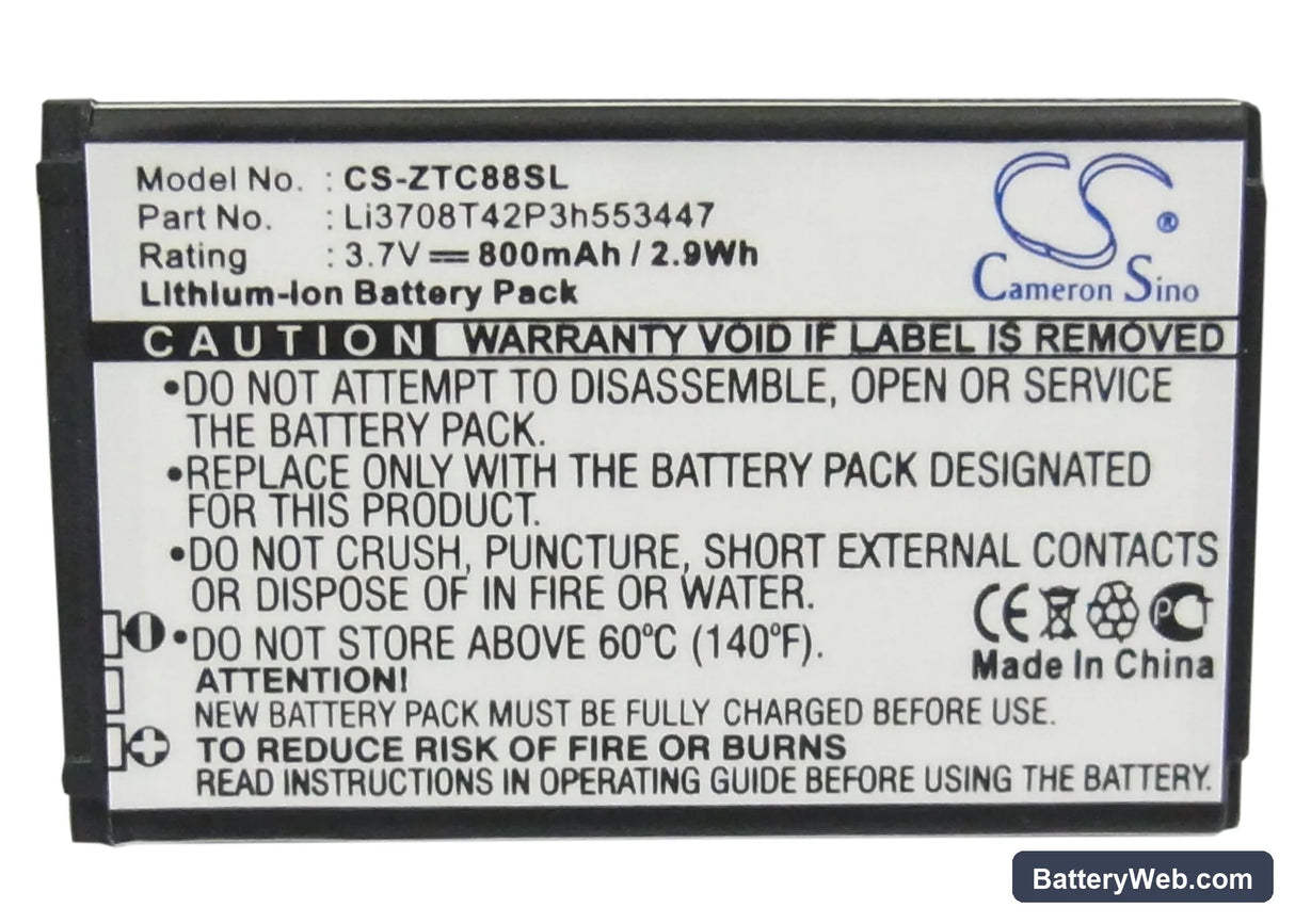 T-Mobile Affinity Replacement Battery, 3.7V, 800mAh, Li-ion 5