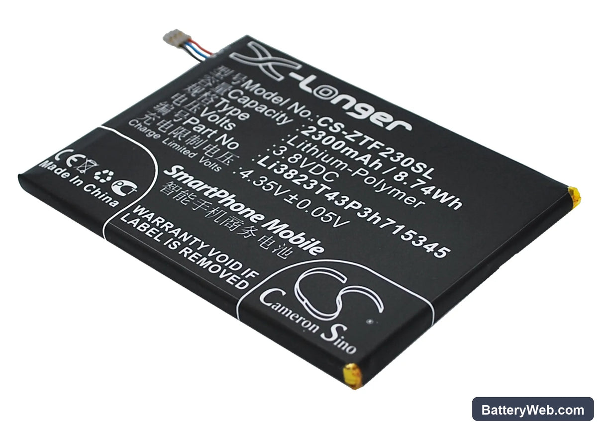 ZTE Grand S Flex Replacement Battery, 3.8V, 2300mAh, Li-Polymer 1