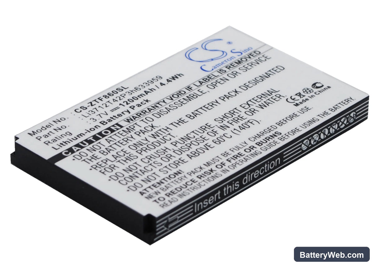 ZTE E700 F860 F868 F866 Replacement Battery, 3.7V, 1200mAh, Li-ion 2