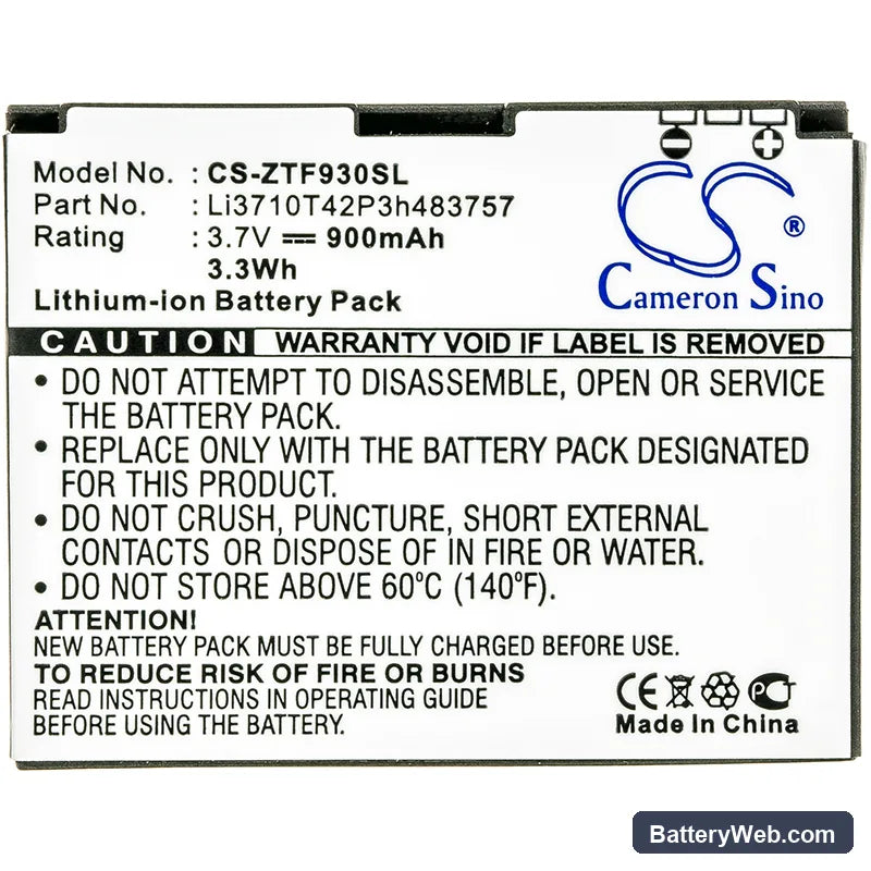 T-Mobile Aspect Replacement Battery, 3.7V, 900mAh, Li-ion 3