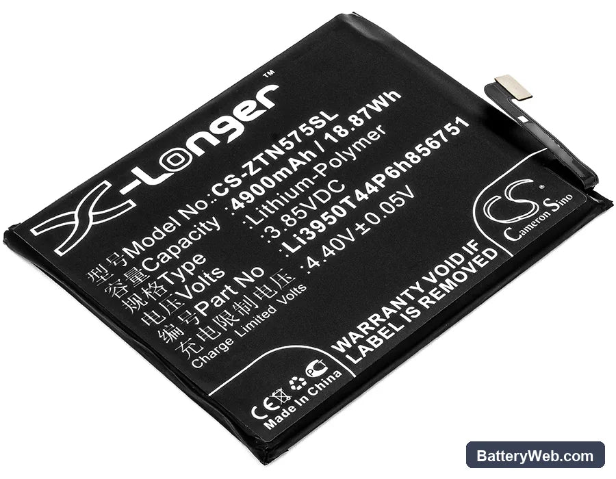 ZTE Nubia N2 Replacement Battery, 3.85V, 4900mAh, Li-Polymer 1