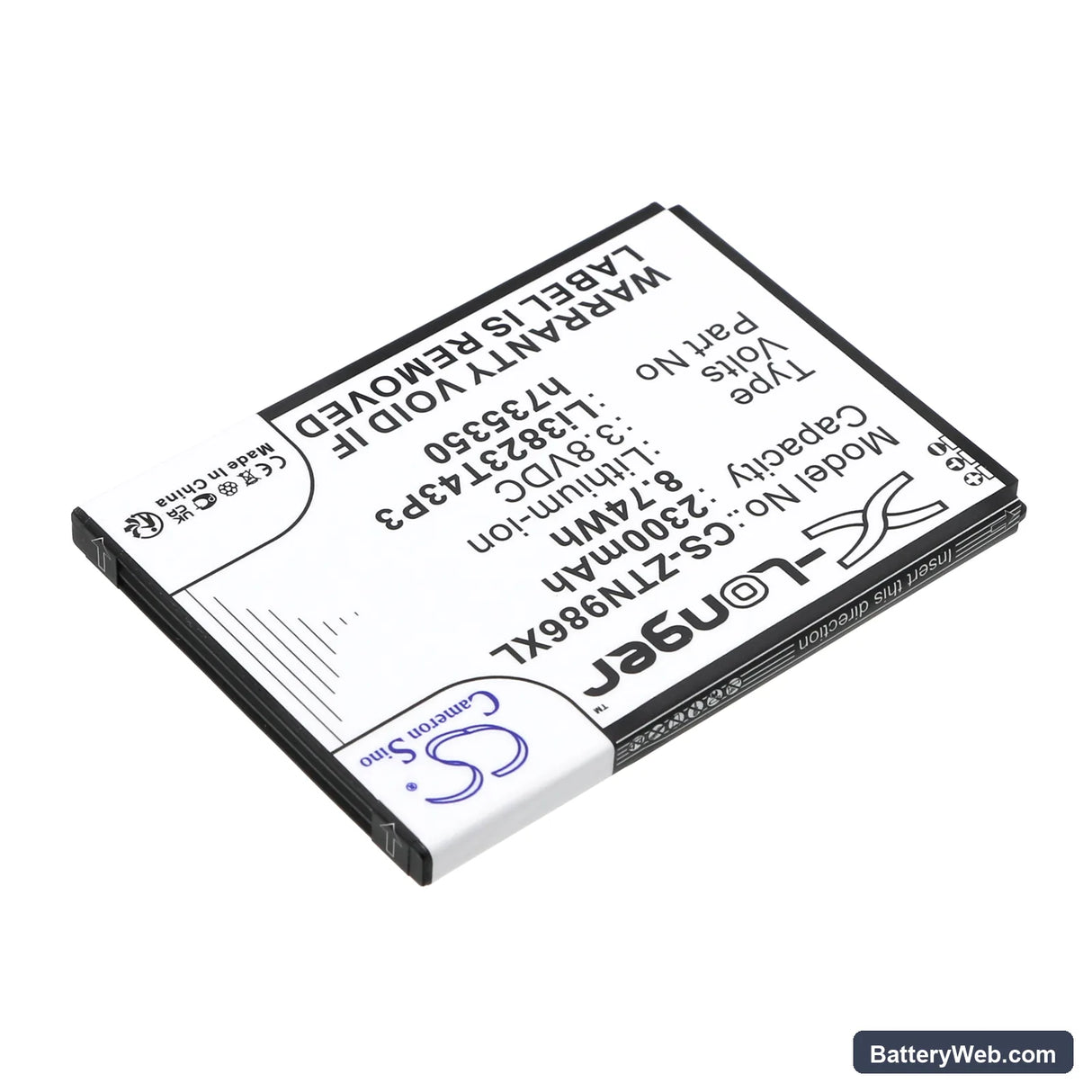 Allstar Z818L Replacement Battery, 3.8V, 2300mAh, Li-ion 2