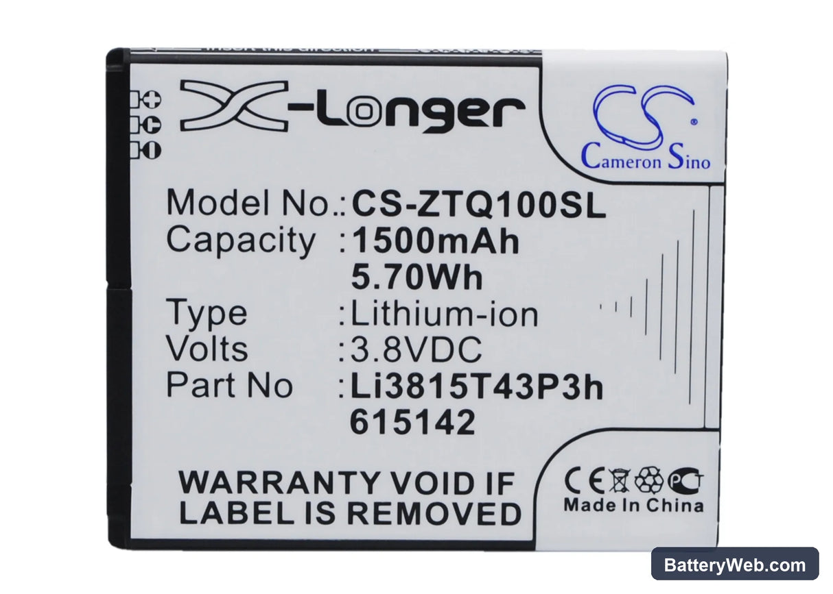 ZTE Blade Q Mini Replacement Battery, 3.8V, 1500mAh, Li-ion 1