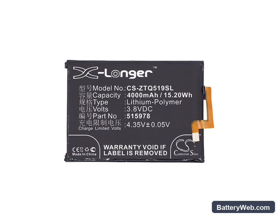 ZTE Q519C Replacement Battery, 3.8V, 4000mAh, Li-Polymer 5