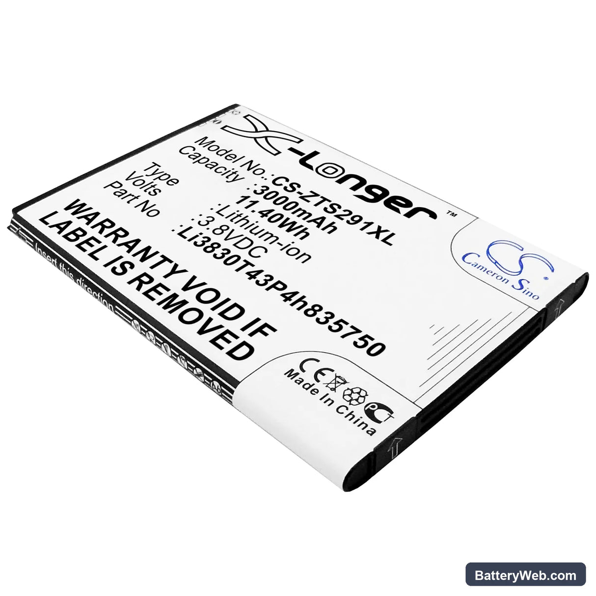 ZTE Grand S II Replacement Battery, 3.8V, 3000mAh, Li-ion 1