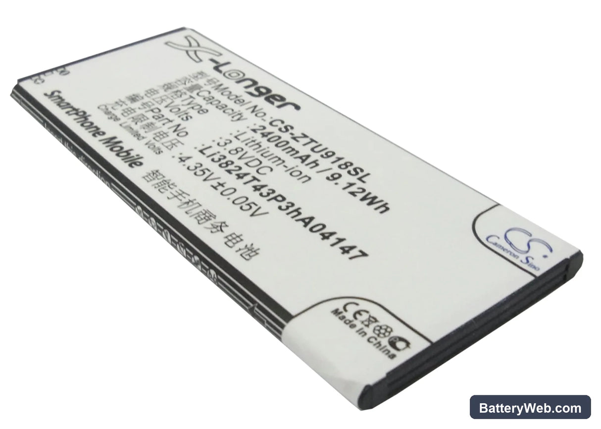 ZTE V5 Replacement Battery, 3.8V, 2400mAh, Li-ion 1
