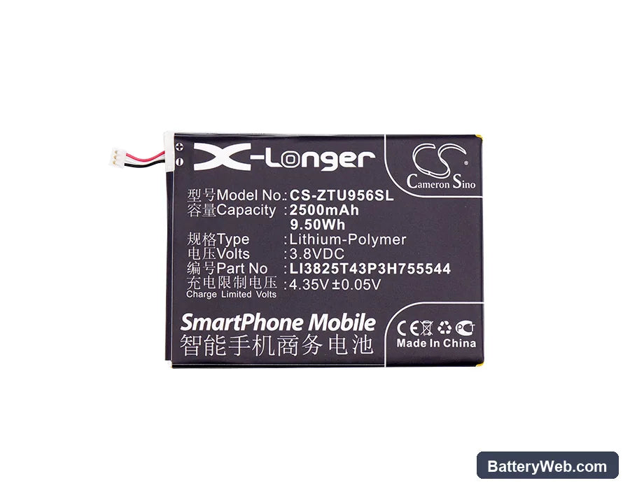 ZTE U956 Replacement Battery, 3.8V, 2500mAh, Li-Polymer 3