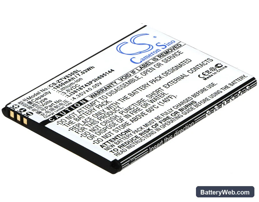 ZTE Kis 3 Max Replacement Battery, 3.8V, 1850mAh, Li-ion 1
