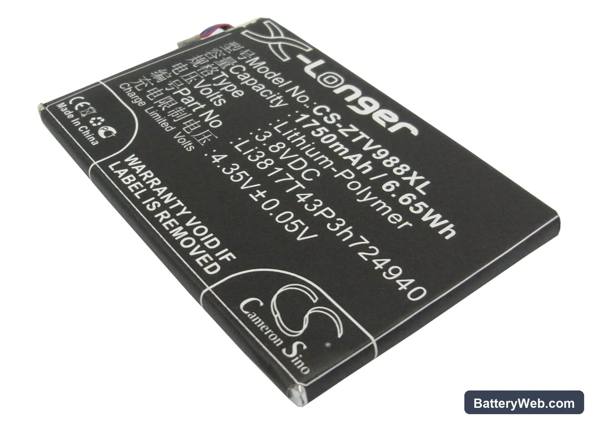 ZTE Grand S Replacement Battery, 3.8V, 1750mAh, Li-Polymer 1