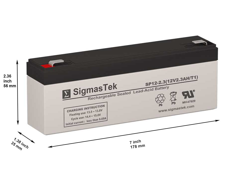 12V 2.3Ah Sealed Lead Acid Replacement Battery