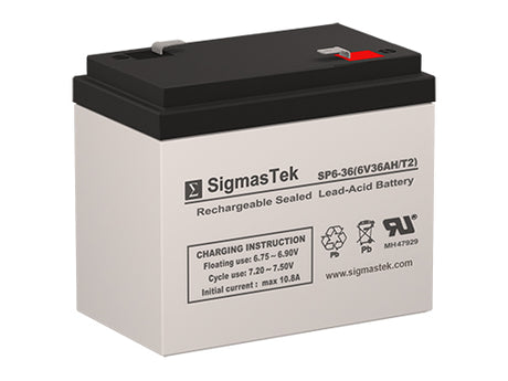 6 Volt 36 Amp F2 Sealed Lead Acid High Performance Replacement Battery