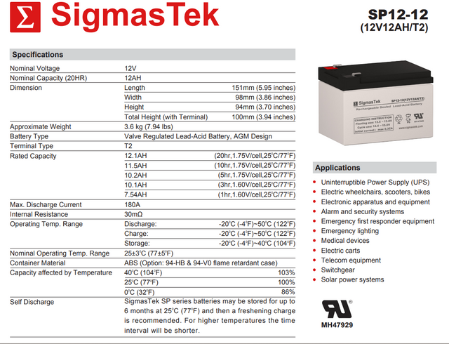 12 Volt 12 Amp F2 High Rate High Performance Compatible Replacement Sealed Lead Acid Battery
