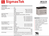 12 Volt 75 Amp UPS High Performance Replacement Battery