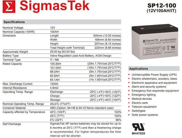 Universal Power UPG 12V 110Ah Compatible Solar AGM SLA High-Performance Replacement Battery